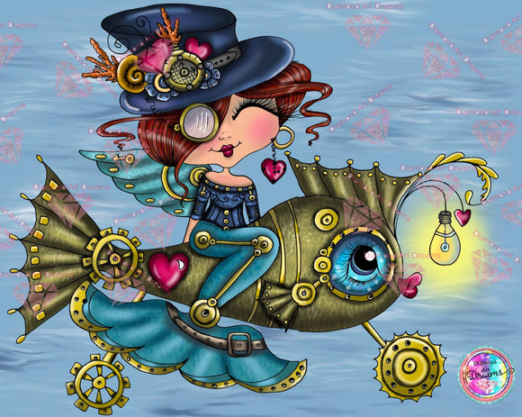 PRE-ORDER~EXCLUSIVE~ NEW!!! SHIPPING! DROP SHIP~Steampunk Taxi Bestie DAD# 56 By Sherri Baldy Diamond Art Painting By Sherri Baldy