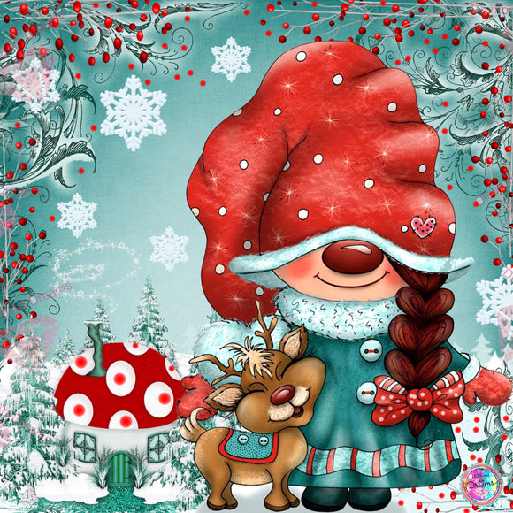 PRE-ORDER~EXCLUSIVE~ NEW!!! ~ Sweet Reindeer Gnome  DAD#189   60 x 60 Diamond Art Painting