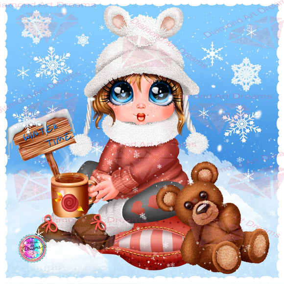 PRE-ORDER~Sweet Teddy Winter Coco DAD#129 Bestie Diamond Painting By Sherri Baldy