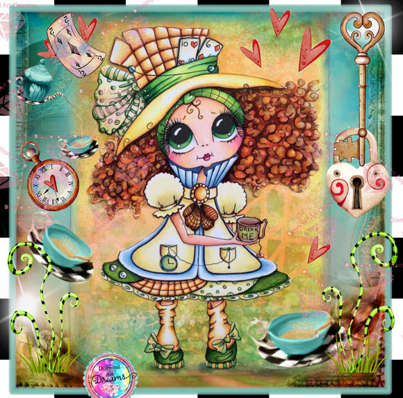 PRE_ORDER~EXCLUSIVE NEW SHIPPING!~Down The Rabbit Hole Mad Hatter Bestie DAD# 81  Diamond Art Painting By Sherri Baldy