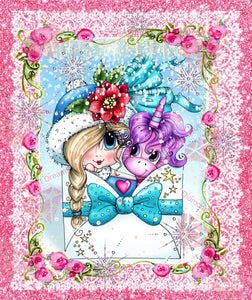 NEW SHIPPING!!! 2.0 NEW~ IN STOCK ~ SPECIAL DRILLS & UPGRADE Canvas! Winter Unicorn Letter Bestie ~Diamond Art Painting By Sherri Baldy DAD#99