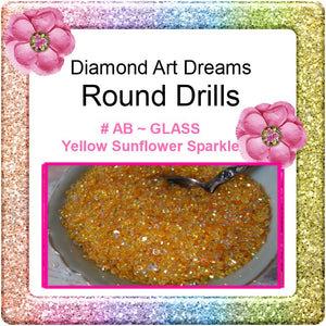 Drills Specialty AB GLASS  Drills "Round"  Beautiful "Yellow Sunflower"