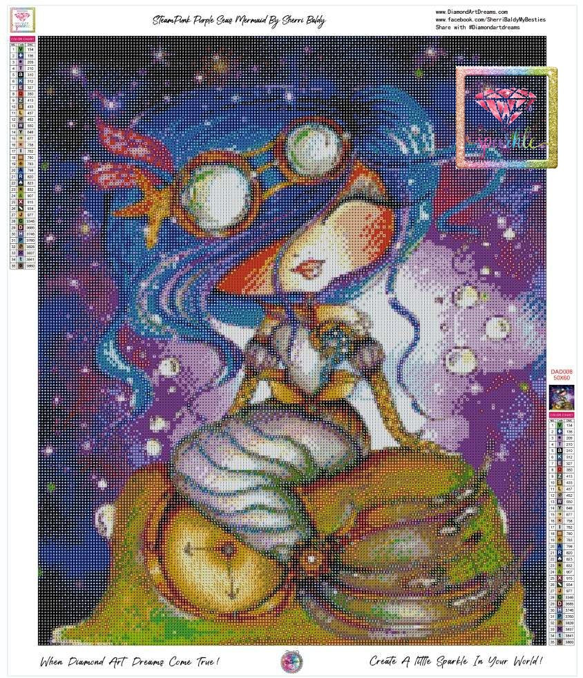 PRE-ORDER~NEW SQUARE DRILLS!!!~SteamPunk Purple Seas Mermaid