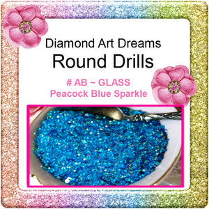 Drills~Specialty AB GLASS  Drills "Round"  Beautiful Peacock Blue