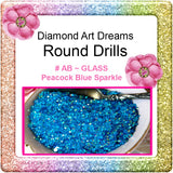 Drills~Specialty AB GLASS  Drills "Round"  Beautiful Peacock Blue