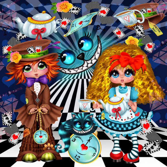 PRE-ORDER~NEW  SHIPPING!~Tea With Alice and The Mad Hatter Besties DAD#80 Diamond Art Painting By Sherri Baldy