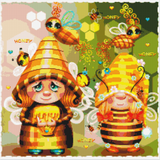 LIMITED ~EXCLUSIVE!!!~ DAD#126 Honey Bee Besties Gnomes ~ Bestie Diamond Art Painting By Sherri Baldy